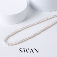 SWAN - Freshwater Pearl Necklace สร้อยคอเงินแท้ ประดับมุกแท้ มุกทรงไข่ มุกทรงรี มุกน้ำจืด