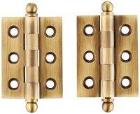 2pcs Solid Brass 2-Inch x 1-1/2-Inch Cabinet Door Hinge with Ball Tips