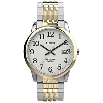 Timex Mens Easy Reader 35mm Perfect Fit Watch Two-Tone/White