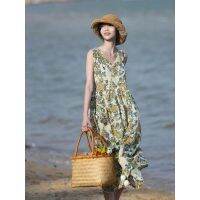 Fast Shipping 2023 Summer New Art Retro Frathical Castle Vest Skirt Temperature V -Neck Loose Large Size