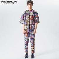 Incerun เสื้อแขน 3/4 + กางเกงลําลอง