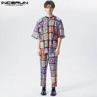 Incerun เสื้อแขน 3/4 + กางเกงลําลอง