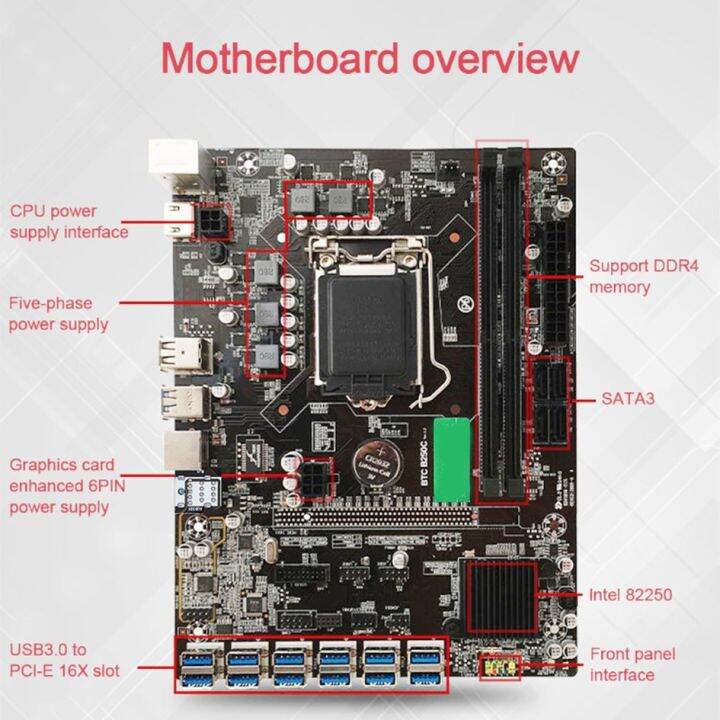 coyen-b250-mainboard-12-pcie-to-usb3-0-graphics-slot-1151-interface-ddr4-generation-computer-mainboard-cpu-motherboard-computer-accessories