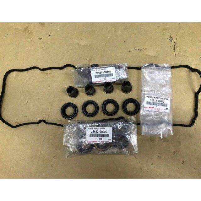 [100 ORIGINAL] VALVE COVER GASKET+PLUG SEAL+NOZZLE SEAL TOYOTA HILUX