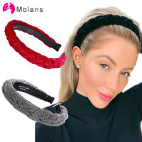 MOLANS อุปกรณ์เสริมผมกว้างเงาทอผ้า Hairbands ถักคาดศีรษะผมห่วงแฟชั่นวงผมฝาผ้าโพกศีรษะ