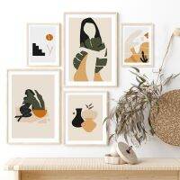 บทคัดย่อโบฮีเมีย Silhouette ธรรมชาติ Tropical ใบแจกันภาพวาดผ้าใบ Wall Art รูปภาพสำหรับห้องนั่งเล่น Home ตกแต่งภายใน New