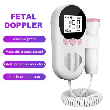 Pregnancy Handheld Baby Heartbeat Detector 3.0MHz Portable Fetal Doppler  for Home Noise Reduction Baby Heart Monitor - Pink