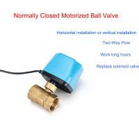 DN15 DN20D N25 DN50 Normally Closed Motorized Ball Valve 220V 12V 24V 2-Wire Brass Electric Ball Valve Replace Solenoid Valve Plumbing Valves