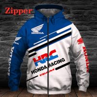 2022 New Mens Honda Motorcycle Racing Logo Hoodie 3D Digital Print Zip Hooded Harajuku Fashion Casual Sweatshirt Men ClothingTH