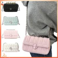 YESHE หนังพียู กระเป๋าสะพายไหล่แบบสั้น โซ่ห่วงโซ่ กับกริด กระเป๋า Crossbody แฟชั่นที่ทันสมัย ไหล่เดียว กระเป๋าถือแบบถือ ผู้หญิงผู้หญิงผู้หญิง