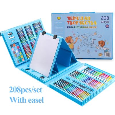 Students 208pcs Drawing Set Watercolor Pens &amp; Oil Pastels &amp; Colored Pencils Tool Childrens Art Painting Christmas Birthday Gift