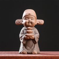 Creative Purple Clay Lucky God Of Fortune Tea Pets Ceramic Hand Crafts Home Decoration Office Desktop Little Boy Ornaments