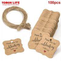 Tomor Life 100ชิ้น/แพ็คขอบคุณกระดาษแข็งบรรจุ,Gife ป้ายงานฝีมือสำหรับตกแต่งงานแต่งงานแบบเรียบง่ายการ์ดของขวัญแบบแขวน