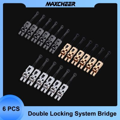 6pcs Electric Guitar Double Locking System Locked String Saddles Tremolo Bridge Black/Chrome/Gold