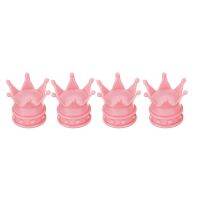 4pcs Pink Crown Shape Car Auto Wheel Tire Tyre Valve Stem Caps Dust Covers Valve Stems  Caps  Adapters