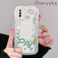 เคส Chenyyka สำหรับ OPPO A31 A8 2020เคส Crayon Shin-Chan Salute Astronaut ดีไซน์ใหม่เนื้อครีมกันกระแทกแบบใสคลื่นขอบนุ่มเคสมือถือโปร่งใสลายกล้องถ่ายรูปเรียบง่ายอ่อนโยนฝาครอบป้องกัน