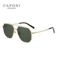 CAPONI Polarized Men Sunglasses Double Bridge Brand Design Alloy Black Shades For Male Car Driving Ray Cut Sun Glasses CP21007