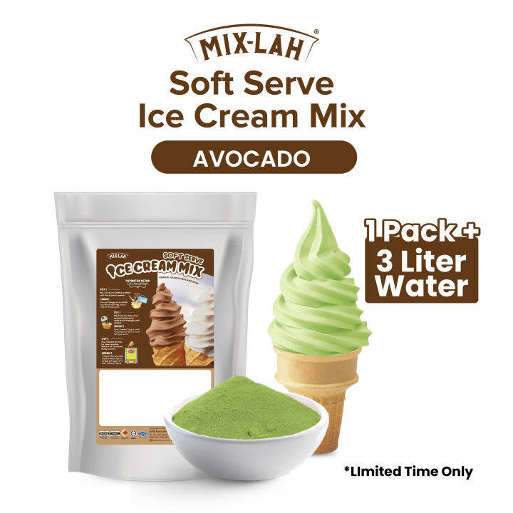 MIXLAH Avocado Soft Serve Ice Cream Powder Mix Tepung Aiskrim 冰淇淋粉 Halal Premium Taste 1kg Pack