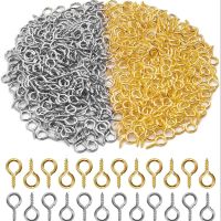 200pc Small Pins Eyepins Hooks Eyelets Screw Threaded Gold Clasps Jewelry Findings Making 8x4