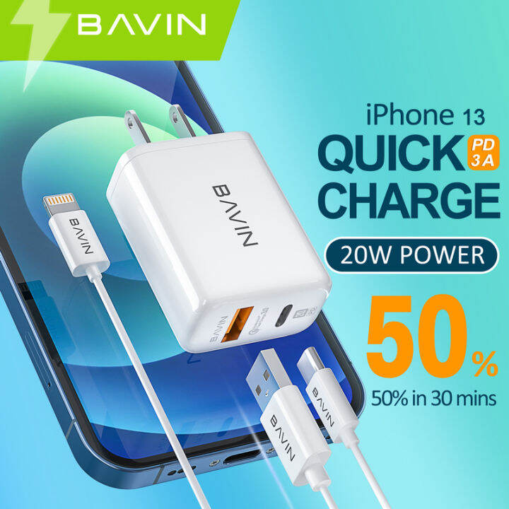 Bavin PC351 20W PD + 3.0A Fast Charger Dual USB Port Portable