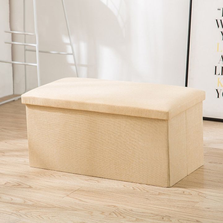 2021sml-fabric-storage-stool-folding-shoe-bench-footstool-lid-storage-box-stool-cotton-linen-underwear-box-home-organizer
