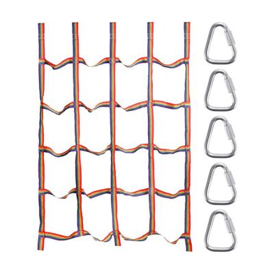 Cargo Climbing Net Rainbow Webbing Net for Kids Webbing Ladder High Strength 57X72.8Inch Obstacle Cargo Fitness for Kids Jungle Gyms handsome