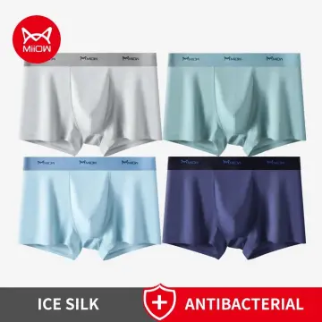 MiiOW 4Pcs Boxers Men Underwear Ice Silk Printing Boxer Men's Panties Male  Trunks Underpants Breathable M1330