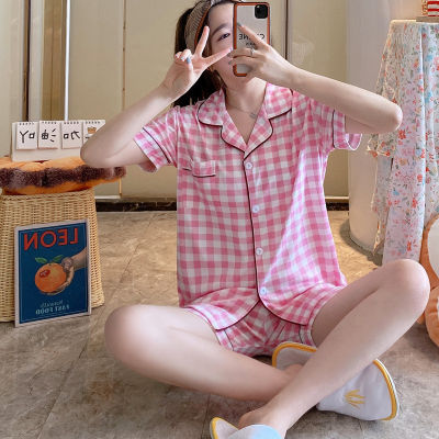 Summer Short-sleeved Shorts Cardigan Pajamas Women Casual Home Wear