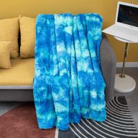 Thick Double Layer Lamb Wool Blanket Faux Fur Plush Back Print Tie Dye Blankets For Beds Brushed PV Fleece Blanket 152X127CM