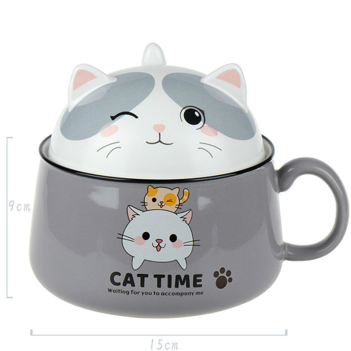 creativity-high-capacity-cute-cat-ceramics-instant-noodle-bowl-with-lid-spoon-dorm-room-student-office-super-large-bowl