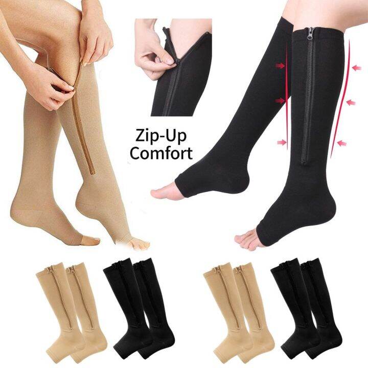 Margota Thick Sports With Zipper Leg Support Varicose Vein For Men Compression Stockings Knee 1859