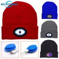 LED Red/Blue Light Hat USB Rechargeable Lighting Lamp Night Fishing Hunting Camping Running Caps Knitting Hats Christmas Decor