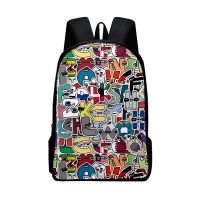 Anime Cartoon Alphabet Printed Students Schoolbag Boys Girls Daily Book Bags Laptop Backpack Women Men Casual Shoulder Rucksack