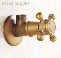 1Pcs Antique Brass Cross Handles Bathroom Angle Stop Valve 1/2 Male x 1/2 Male Thread Bathroom Accessory zav004