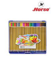 Horse ตราม้า ดินสอสีไม้ยาว24สี+ดินสอ2B ด้ามทอง จำนวน 1 กล่อง