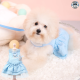 Glitter Pooch ชุดรัดอก สายจูง เสื้อผ้า สุนัข, หมา, แมว, สัตว์เลี้ยง พร้อม สายจูง รุ่น Lady Victorian Blue