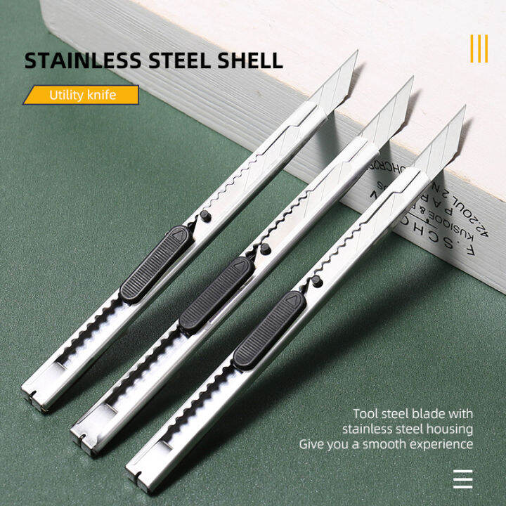 Utility Knife Stainless 30 Degree Blade Paper Box Cutter SelfLocking