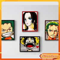 ความคิดสร้างสรรค์ DIY การ์ตูนภาพจิตรกรรมฝาผนังอาคารบล็อก Luffy Roronoa Zoro Naruto Sasuke เด็กปริศนาประกอบของเล่นของขวัญ