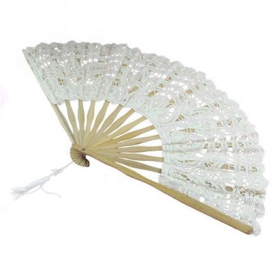 【CW】 Portable Dancing Props Hand Fan Wedding Bamboo Bone Tassel Folding Lace Design Photography Hollowed Out Handmade Accessories 63