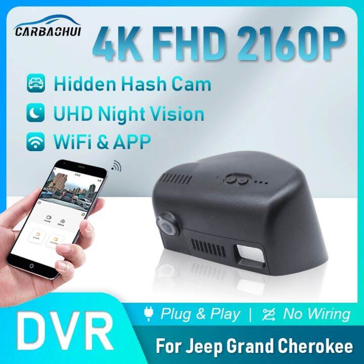 4k-2160p-รถ-dvr-ปลั๊กแอนด์เพลย์กล้องติดหน้ารถ-uhd-การมองเห็นได้ในเวลากลางคืน-wifi-เครื่องบันทึกวิดีโอการขับขี่สำหรับ-jeep-grand-cherokee-wk2-dashcam