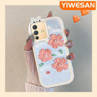 JIUMOO เคสสำหรับ VIVO V23 5G S12 5G V23i 5G เคสมุกแวววาวลายดอกไม้เลนส์หลายสีกันกระแทกเคสมือถือสาวสวยทนต่อการตกและเคสทนต่อการขีดข่วน