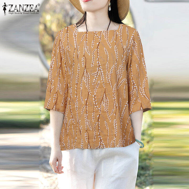 ZANZEA Korean Style Women's Blouse Summer Hawaiian Floral Printed T ...