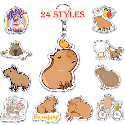 Fun Cartoon Capybara Acrylic Keychain Dont Worry Be Happy Transparent Double Sided Key Chain Key Ring Keychains for Friends Gift Key Chains