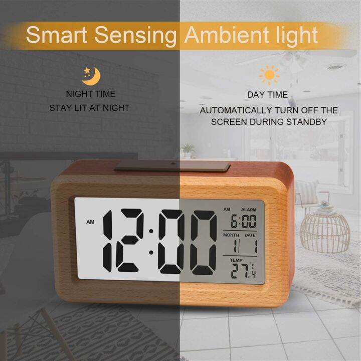 wooden-large-led-digital-alarm-clock-smart-sensor-night-light-with-snooze-date-temperature-12-24hr-switchable