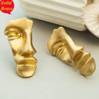 High End Brass Bright Gold Cabinet Door Single Hole French Furniture Drawer Half Mask Small Handle Handles for Furniture Door Hardware