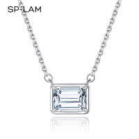 Moissanite มรกตตัดจี้สร้อยคอออกแบบที่ไม่ซ้ำคลาสสิกผู้หญิงแต่งงานการเชื่อมโยงห่วงโซ่สร้อยคอเครื่องประดับ Fine สำหรับพรรค1CT