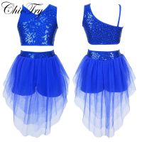 【hot】✻♛✥  Kids Ballet Sets Sleeveless Crop Top with Tutu Skirt Outfit Jazz Ballroom Lyrical Performance Costumes