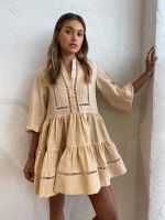 【HOT】◆﹍ BOHO INSPIRED TIERED pleating women DRESS long sleeve spring autumn dress fashion ladies pockets mini