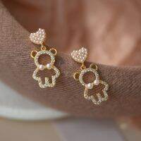 [COD] and cute bear love earrings without ear piercing coil mosquito clip ins niche fun sweet cool girl