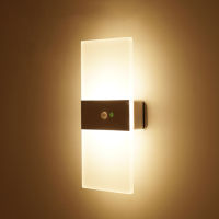 LED Wall Lamp 5V Arc Rectangular Acrylic Wall Lamp Rechargeable Bedside Touch Induction Night Light Staircase Lighting Decora